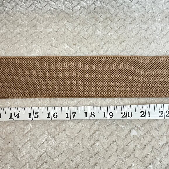 New Directions Stretch Web Waist Belt S/M Tan Gold Tone Buckle | Maximalist - Picture 7 of 7